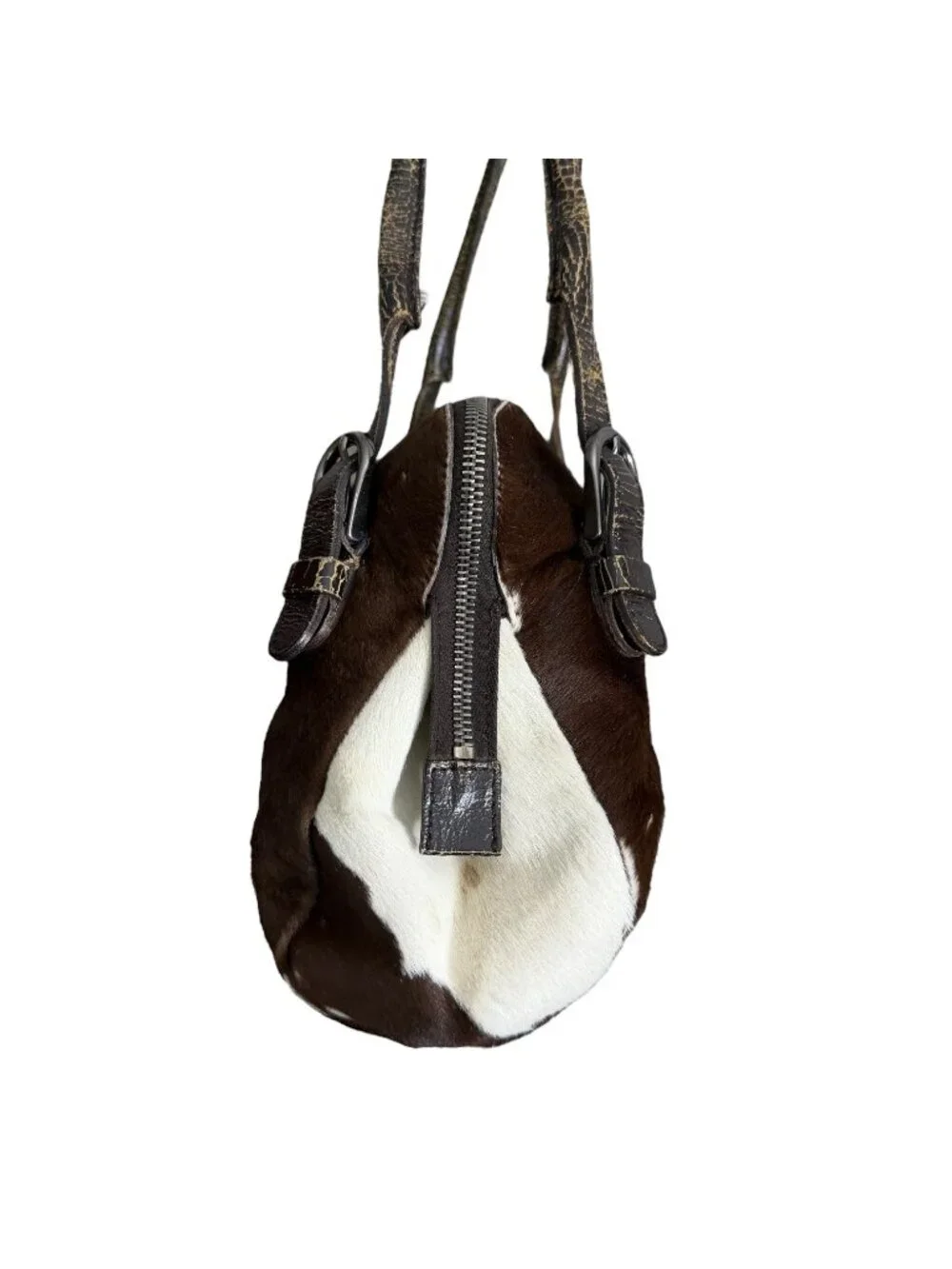 Miu Miu Cow Print Calf Hair Leather Shoulder Bag Slouchy Animal Print Maximalist